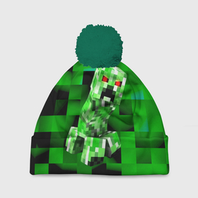 Шапка 3D c помпоном с принтом Minecraft creeper в Курске, 100% полиэстер | универсальный размер, печать по всей поверхности изделия | blox | creeper | dungeons | game | geometry | logo | pixel | steve | алекс | герои | детям | зелень | игра | квадраты | крипер | куб | логотипы игр | майнкрафт | мальчикам | мобы | персонажи | пиксель | пиксельный | подземелья