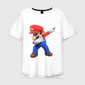 Мужская футболка хлопок Oversize с принтом Mario , 100% хлопок | свободный крой, круглый ворот, “спинка” длиннее передней части | 8 бит | dandy | mario | водопроводчик | денди | игры на денди | марио