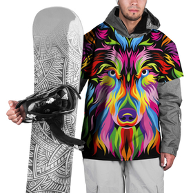 Накидка на куртку 3D с принтом Neon wolf в Кировске, 100% полиэстер |  | color | ears | eyes | muzzle | neon | nose | paint | skin | view | wolf | взгляд | волк | глаза | краска | неон | нос | уши | цвет | шерсть