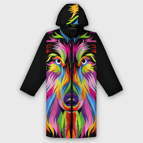 Дождевик унисекс 3D с принтом Neon wolf в городе Новоалтайск,  |  | color | ears | eyes | muzzle | neon | nose | paint | skin | view | wolf | взгляд | волк | глаза | краска | неон | нос | уши | цвет | шерсть