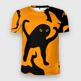 Мужская футболка 3D спортивная с принтом Кот- мем в Петрозаводске, 100% полиэстер с улучшенными характеристиками | приталенный силуэт, круглая горловина, широкие плечи, сужается к линии бедра | cat | mem | memes | интернет приколы | кот | мем | мем кот | прикольные картинки | ъуъ | ъуъ съука