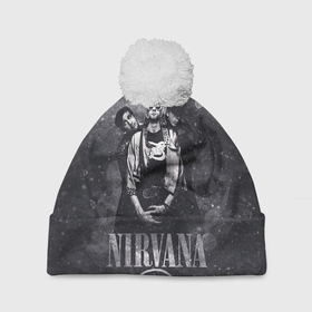 Шапка 3D c помпоном с принтом Nirvana в Санкт-Петербурге, 100% полиэстер | универсальный размер, печать по всей поверхности изделия | cobain | kurt | nirvana | кобейн | курт | нирвана