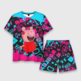 Мужской костюм с шортами 3D с принтом Roblox piggy Свинка Пигги в Курске,  |  | game | piggy | roblox | блок | игра | игрушка | лего | майнкрафт | персонажи | персонажи из кубиков | пигги | роблокс | робот | свинка