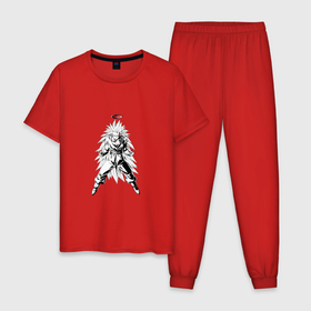 Мужская пижама хлопок с принтом Goku Super Saiyan в Новосибирске, 100% хлопок | брюки и футболка прямого кроя, без карманов, на брюках мягкая резинка на поясе и по низу штанин
 | dragon ball z | goku super saiyan | аниме | драгон бол | манга | сон гоку