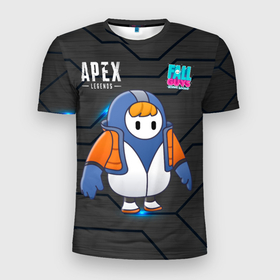 Мужская футболка 3D Slim с принтом Fall guys apex  legends в Кировске, 100% полиэстер с улучшенными характеристиками | приталенный силуэт, круглая горловина, широкие плечи, сужается к линии бедра | 