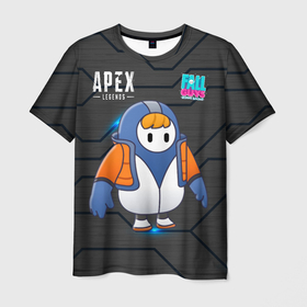 Мужская футболка 3D с принтом Fall guys apex  legends в Тюмени, 100% полиэфир | прямой крой, круглый вырез горловины, длина до линии бедер | Тематика изображения на принте: 
