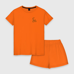 Женская пижама с шортиками хлопок с принтом Минимализм в Тюмени, 100% хлопок | футболка прямого кроя, шорты свободные с широкой мягкой резинкой | девушка | минимализм | растения