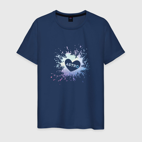 Мужская футболка хлопок с принтом ASTRO в сердечке в Новосибирске, 100% хлопок | прямой крой, круглый вырез горловины, длина до линии бедер, слегка спущенное плечо. | astro | cute | heat | k pop | korean | астро | жест | кпоп | милый | сердце
