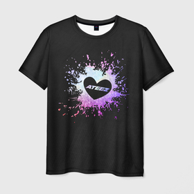 Мужская футболка 3D с принтом ATEEZ в Екатеринбурге, 100% полиэфир | прямой крой, круглый вырез горловины, длина до линии бедер | Тематика изображения на принте: ateez | cute | heat | k pop | korean | атиз | жест | кпоп | милый | сердце