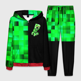 Мужской костюм 3D с принтом MINECRAFT CREEPER в Екатеринбурге, 100% полиэстер | Манжеты и пояс оформлены тканевой резинкой, двухслойный капюшон со шнурком для регулировки, карманы спереди | blox | creeper | dungeons | game | geometry | green | neon | pixel | steve | алекс | детям | зелень | игра | кислотный | крипер | куб | логотипы игр | майнкрафт | мальчикам | мобы | неоновый | пиксель | пиксельный | подземелья