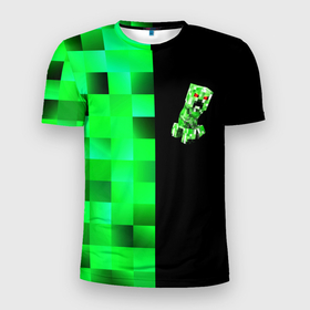 Мужская футболка 3D спортивная с принтом MINECRAFT CREEPER в Кировске, 100% полиэстер с улучшенными характеристиками | приталенный силуэт, круглая горловина, широкие плечи, сужается к линии бедра | Тематика изображения на принте: blox | creeper | dungeons | game | geometry | green | neon | pixel | steve | алекс | детям | зелень | игра | кислотный | крипер | куб | логотипы игр | майнкрафт | мальчикам | мобы | неоновый | пиксель | пиксельный | подземелья