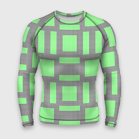 Мужской рашгард 3D с принтом Пиксели зеленые в Екатеринбурге,  |  | геометрия | зеленые | квадраты | орнамент | па терн | пиксели | узор