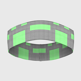 Повязка на голову 3D с принтом Пиксели зеленые в Екатеринбурге,  |  | геометрия | зеленые | квадраты | орнамент | па терн | пиксели | узор