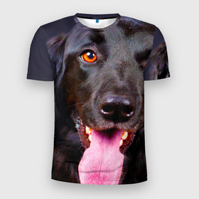 Мужская футболка 3D Slim с принтом Собака 3D в Курске, 100% полиэстер с улучшенными характеристиками | приталенный силуэт, круглая горловина, широкие плечи, сужается к линии бедра | дог | животные | лабрадор | пес | собака