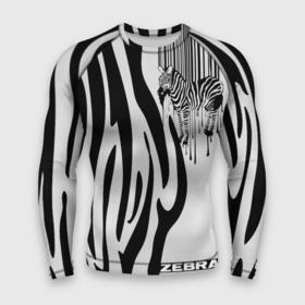 Мужской рашгард 3D с принтом Zebra ,  |  | животное | зебра | полосы | черный | штрихкод
