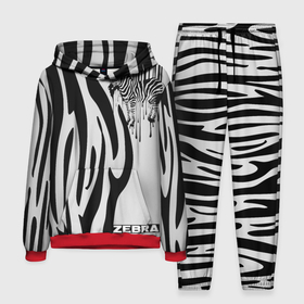 Мужской костюм 3D (с толстовкой) с принтом Zebra ,  |  | Тематика изображения на принте: животное | зебра | полосы | черный | штрихкод