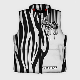 Мужской жилет утепленный 3D с принтом Zebra в Екатеринбурге,  |  | животное | зебра | полосы | черный | штрихкод