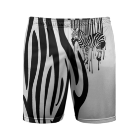 Мужские шорты спортивные с принтом Zebra в Екатеринбурге,  |  | животное | зебра | полосы | черный | штрихкод