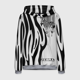 Мужская толстовка 3D с принтом Zebra в Петрозаводске, 100% полиэстер | двухслойный капюшон со шнурком для регулировки, мягкие манжеты на рукавах и по низу толстовки, спереди карман-кенгуру с мягким внутренним слоем. | Тематика изображения на принте: животное | зебра | полосы | черный | штрихкод