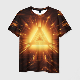 Мужская футболка 3D с принтом Неоновая магия в Курске, 100% полиэфир | прямой крой, круглый вырез горловины, длина до линии бедер | Тематика изображения на принте: абстракция | магия | неон | свет | треугольник | узор