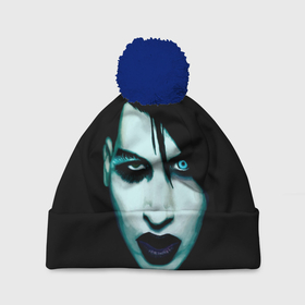 Шапка 3D c помпоном с принтом Marilyn Manson в Белгороде, 100% полиэстер | универсальный размер, печать по всей поверхности изделия | goth | gothic | manson | marilyn | metal | mm | music | rock | гот | готы | метал | мэнсон | мэрилин | рок