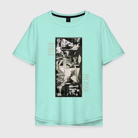 Мужская футболка хлопок Oversize с принтом Герника в Белгороде, 100% хлопок | свободный крой, круглый ворот, “спинка” длиннее передней части | арт | историческая личность | история | кубизм | пабло | пабло пикассо | пикассо | стиль | художник | художники