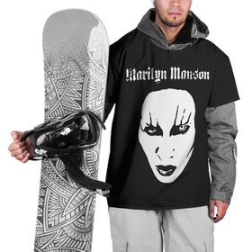 Накидка на куртку 3D с принтом Marilyn Manson в Кировске, 100% полиэстер |  | goth | gothic | manson | marilyn | metal | mm | music | rock | гот | готы | метал | мэнсон | мэрилин | рок