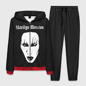 Мужской костюм 3D с принтом Marilyn Manson , 100% полиэстер | Манжеты и пояс оформлены тканевой резинкой, двухслойный капюшон со шнурком для регулировки, карманы спереди | goth | gothic | manson | marilyn | metal | mm | music | rock | гот | готы | метал | мэнсон | мэрилин | рок