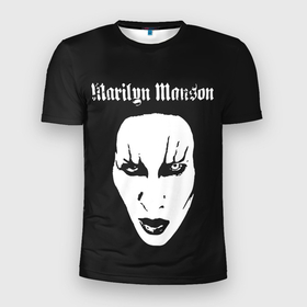 Мужская футболка 3D Slim с принтом Marilyn Manson в Курске, 100% полиэстер с улучшенными характеристиками | приталенный силуэт, круглая горловина, широкие плечи, сужается к линии бедра | goth | gothic | manson | marilyn | metal | mm | music | rock | гот | готы | метал | мэнсон | мэрилин | рок