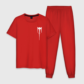 Мужская пижама хлопок с принтом Marilyn Manson , 100% хлопок | брюки и футболка прямого кроя, без карманов, на брюках мягкая резинка на поясе и по низу штанин
 | goth | gothic | manson | marilyn | metal | mm | music | rock | гот | готы | метал | мэнсон | мэрилин | рок