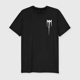 Мужская футболка хлопок Slim с принтом Marilyn Manson в Петрозаводске, 92% хлопок, 8% лайкра | приталенный силуэт, круглый вырез ворота, длина до линии бедра, короткий рукав | goth | gothic | manson | marilyn | metal | mm | music | rock | гот | готы | метал | мэнсон | мэрилин | рок