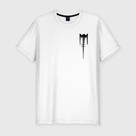 Мужская футболка хлопок Slim с принтом Marilyn Manson в Петрозаводске, 92% хлопок, 8% лайкра | приталенный силуэт, круглый вырез ворота, длина до линии бедра, короткий рукав | goth | gothic | manson | marilyn | metal | mm | music | rock | гот | готы | метал | мэнсон | мэрилин | рок
