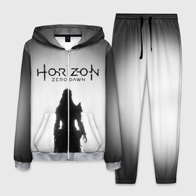 Мужской костюм 3D с принтом Horizon Zero Dawn в Новосибирске, 100% полиэстер | Манжеты и пояс оформлены тканевой резинкой, двухслойный капюшон со шнурком для регулировки, карманы спереди | fog | girl | horizon zero dawn | девушка | силуэт | туман | хоризон зеро давн
