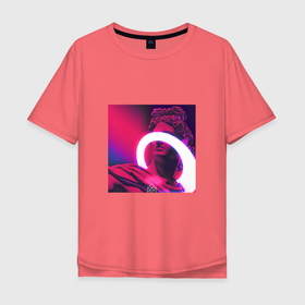 Мужская футболка хлопок Oversize с принтом NEON ART 111 0 , 100% хлопок | свободный крой, круглый ворот, “спинка” длиннее передней части | Тематика изображения на принте: art | neon aesthetic | neon art | vaporwave art | цифровые файлы