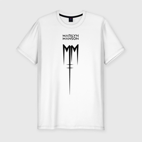 Мужская футболка хлопок Slim с принтом TRDMrnMsn, Marilyn Manson в Курске, 92% хлопок, 8% лайкра | приталенный силуэт, круглый вырез ворота, длина до линии бедра, короткий рукав | Тематика изображения на принте: art | logo | manson | marilyn | rock | usa | великий | лого | логотип | мэнсон | мэрилин | рок | ужасный