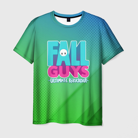 Мужская футболка 3D с принтом FALL GUYS в Екатеринбурге, 100% полиэфир | прямой крой, круглый вырез горловины, длина до линии бедер | fal | fall | fallguys | guys | knockout | ultimate | гайс | фалл | фол | фолгайс | фолл | фоллгайс