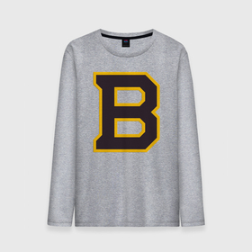 Мужской лонгслив хлопок с принтом Boston Bruins в Петрозаводске, 100% хлопок |  | Тематика изображения на принте: boston | boston bruins | boston nhl | boston strong | nhl
