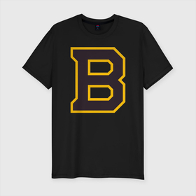 Мужская футболка хлопок Slim с принтом Boston Bruins в Новосибирске, 92% хлопок, 8% лайкра | приталенный силуэт, круглый вырез ворота, длина до линии бедра, короткий рукав | boston | boston bruins | boston nhl | boston strong | nhl