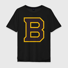 Мужская футболка хлопок Oversize с принтом Boston Bruins в Петрозаводске, 100% хлопок | свободный крой, круглый ворот, “спинка” длиннее передней части | Тематика изображения на принте: boston | boston bruins | boston nhl | boston strong | nhl