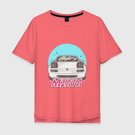 Мужская футболка хлопок Oversize с принтом Miata в Петрозаводске, 100% хлопок | свободный крой, круглый ворот, “спинка” длиннее передней части | jdm | ждм | мазда | машина | миата | тюнинг | япония