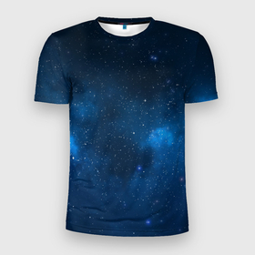 Мужская футболка 3D Slim с принтом млечный путь в Тюмени, 100% полиэстер с улучшенными характеристиками | приталенный силуэт, круглая горловина, широкие плечи, сужается к линии бедра | Тематика изображения на принте: вселенная | звезды | космос | млечный путь | ночь