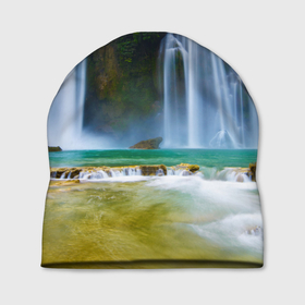 Шапка 3D с принтом водопад в Тюмени, 100% полиэстер | универсальный размер, печать по всей поверхности изделия | водопад | джунгли | лес | природа | река