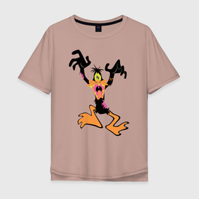 Мужская футболка хлопок Oversize с принтом Зомби Даффи , 100% хлопок | свободный крой, круглый ворот, “спинка” длиннее передней части | daffy duck | looney tunes | vdzabma | даффи дак | луни тюнз