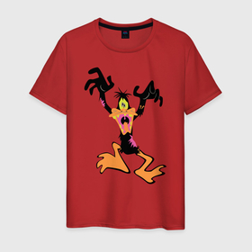 Мужская футболка хлопок с принтом Зомби Даффи в Тюмени, 100% хлопок | прямой крой, круглый вырез горловины, длина до линии бедер, слегка спущенное плечо. | daffy duck | looney tunes | vdzabma | даффи дак | луни тюнз