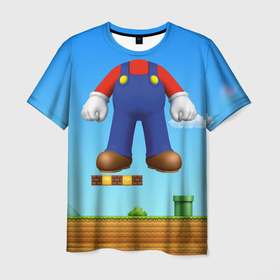 Мужская футболка 3D с принтом Mario в Санкт-Петербурге, 100% полиэфир | прямой крой, круглый вырез горловины, длина до линии бедер | Тематика изображения на принте: 8 бит | dandy | mario | водопроводчик | денди | игры на денди | марио