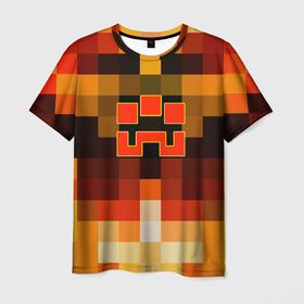 Мужская футболка 3D с принтом Minecraft Dungeons в Петрозаводске, 100% полиэфир | прямой крой, круглый вырез горловины, длина до линии бедер | blox | creeper | dungeons | geometry | logo games | orange | pixel | red | steve | алекс | геометрия | детям | крипер | куб | логотипы игр | майнкрафт | мальчикам | мобы | огненный | огонь | пигги | пиксель | пиксельный | подземелья