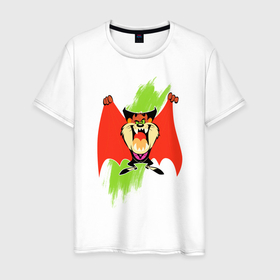 Мужская футболка хлопок с принтом Таз в Белгороде, 100% хлопок | прямой крой, круглый вырез горловины, длина до линии бедер, слегка спущенное плечо. | looney tunes | tasmanian devil | taz | vdzabma | луни тюнз | таз | тасманский дьявол