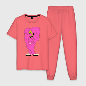 Мужская пижама хлопок с принтом Госсамер в Тюмени, 100% хлопок | брюки и футболка прямого кроя, без карманов, на брюках мягкая резинка на поясе и по низу штанин
 | gossamer | looney tunes | vdzabma | госсамер | луни тюнз