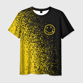 Мужская футболка 3D с принтом NIRVANA   НИРВАНА в Белгороде, 100% полиэфир | прямой крой, круглый вырез горловины, длина до линии бедер | band | cobain | face | kurt | logo | music | nirvana | rock | rocknroll | группа | кобейн | курт | лого | логотип | музыка | музыкальная | нирвана | рожица | рок | рокнролл | символ