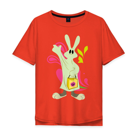 Мужская футболка хлопок Oversize с принтом Багз Хэллоуин в Белгороде, 100% хлопок | свободный крой, круглый ворот, “спинка” длиннее передней части | bugs bunny | looney tunes | vdzabma | багз банни | луни тюнз